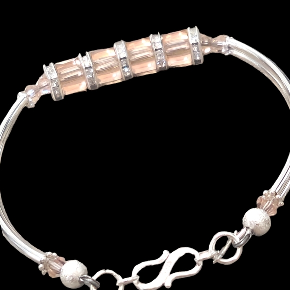 925 Silver & Austrian Crystal Bangle Bracelet - Picture 2 of 7